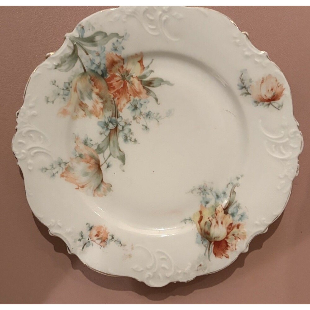 HERMANN OHME Elysse 5-1/2" Salad Dessert Plate Parrot Tulips 1892-1912